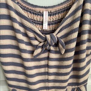 Xhilaration Blue and Cream Jumpsuit with Stripes